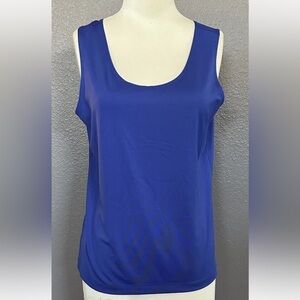 Chico’s Scoop Neck Sleeveless Tank Top T-Shirt Tee Blue Spandex Size L Cami Tank